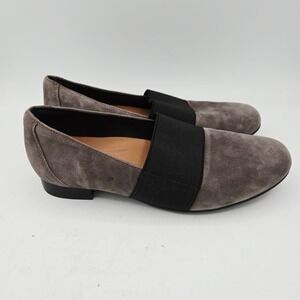 Unstructured by Clarks Women Gray Suede Elastic Band Loafer Flats Shoes Size 6.5